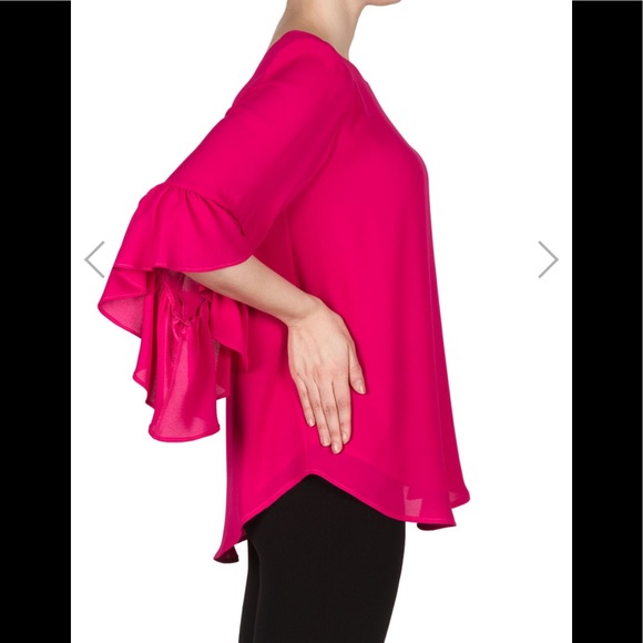 Joseph Ribkoff Fuchsia Ruffle Sleeve Top - Picture 3 of 7